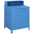Global Industrial Shop Desk w/Lower Cabinet, Pigeonhole Compartments, 34-1/2W x 30D x 51-1/2H, Blue 300912